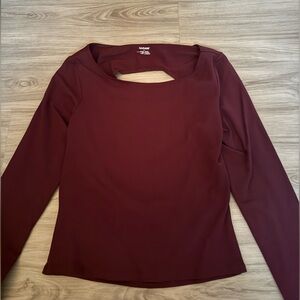 Maroon Open Back Long Sleeve Top